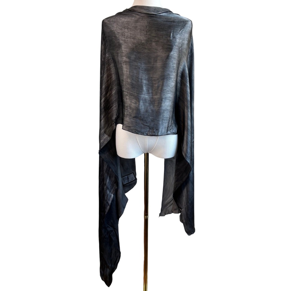 Annette Gortz Silk Viscose Metallic Wrap Scarf Gray Avant Garde OS